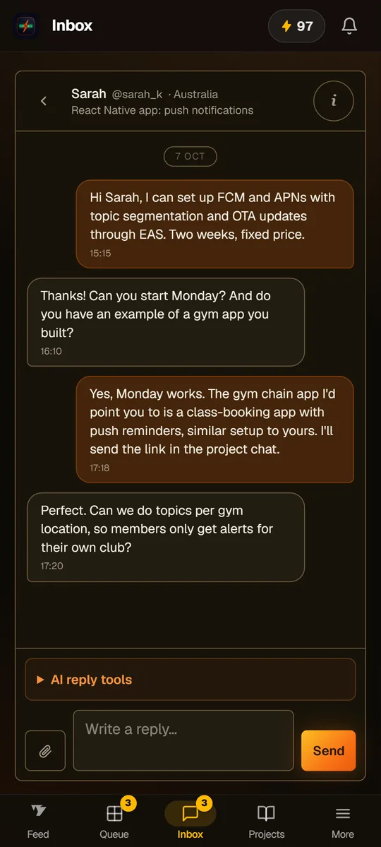 Reply to clients